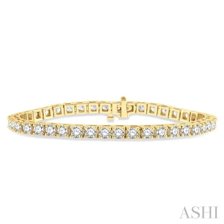 open heart bracelets for women -8 Ctw Square Shape Round Cut Diamond Tennis Bracelet in 14K Yellow Gold