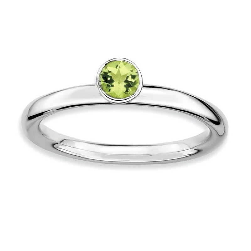 high-end rings for women -Stackable High Profile 4mm Peridot Silver Ring