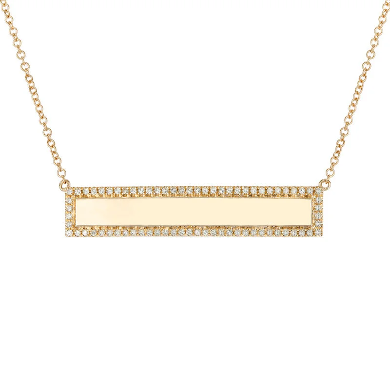 big statement necklaces for women -KENZIE ENGRAVABLE BAR DIAMOND EDGE NECKLACE