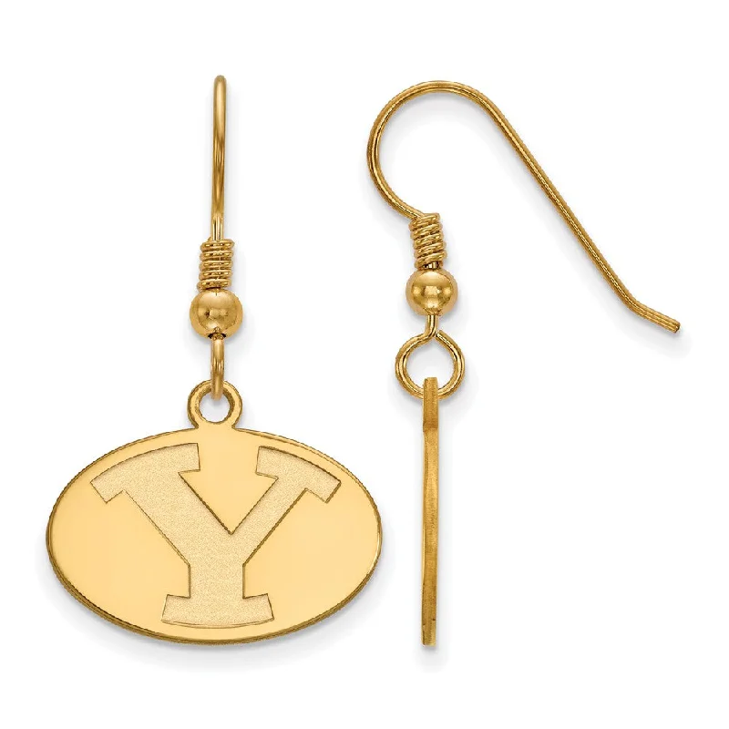 boho earrings for women -14k Gold Plated Silver Brigham Young University Dangle Earrings