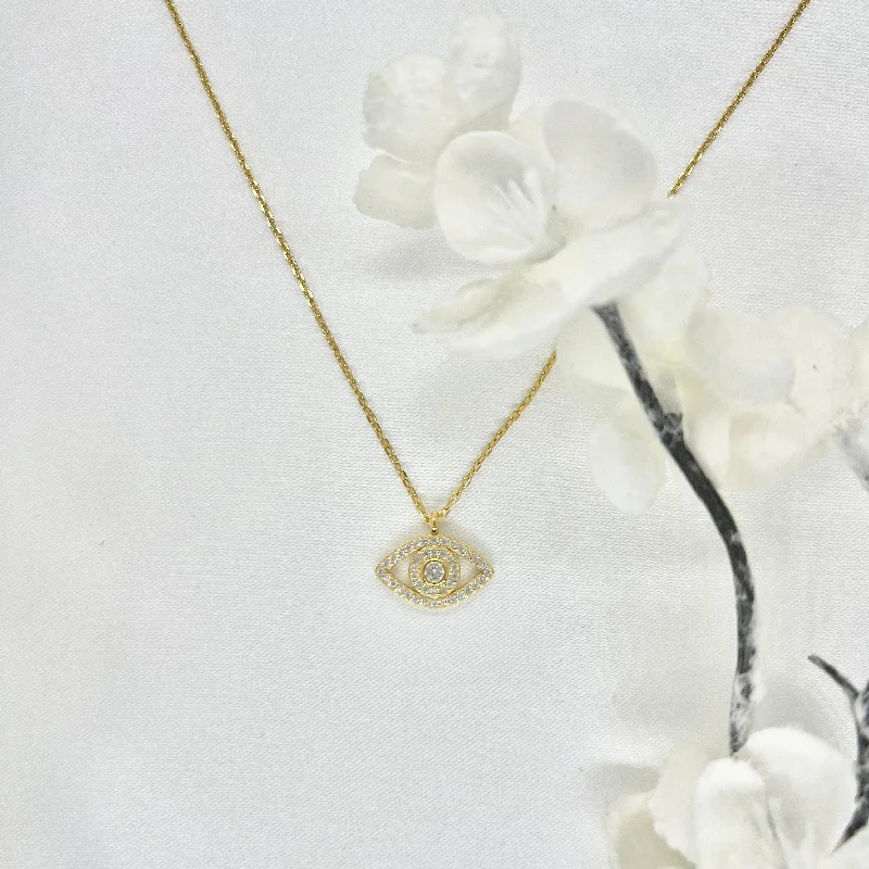 floral necklaces for women -18k/925 Vermeil Evil Eye CZ Necklace