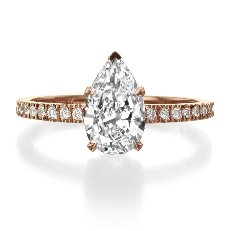 affordable engagement rings -1.60 ct Pear Shaped Diamond Engagement Ring