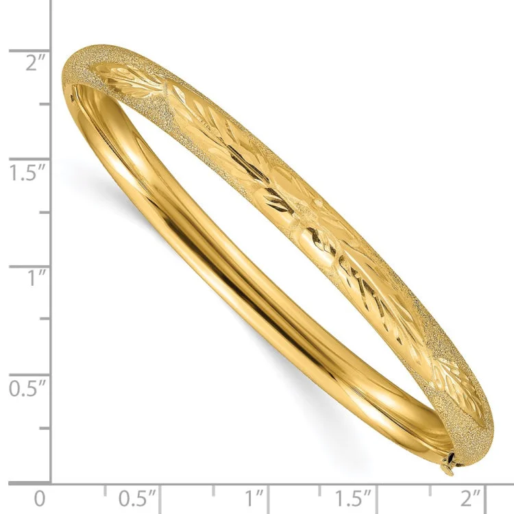 anniversary bracelets for women -14k 4/16 Oversized Laser Cut Hinged Bangle Bracelet