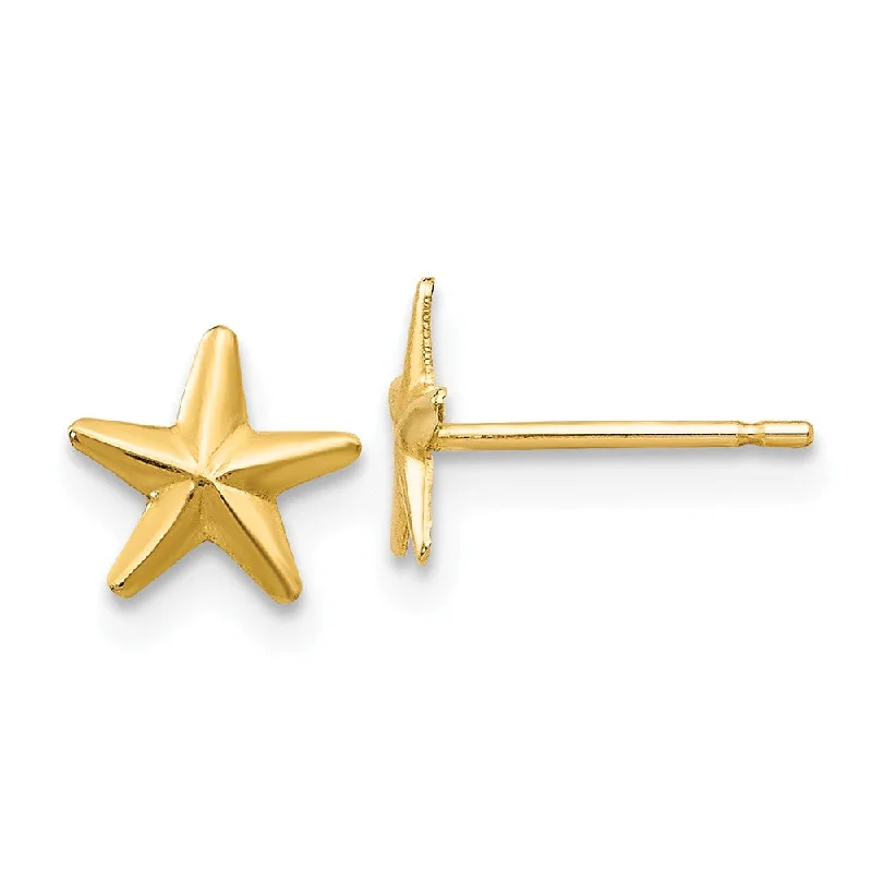 floral earrings for women -6mm Polished Nautical Star Post Earrings in 14k Yellow Gold