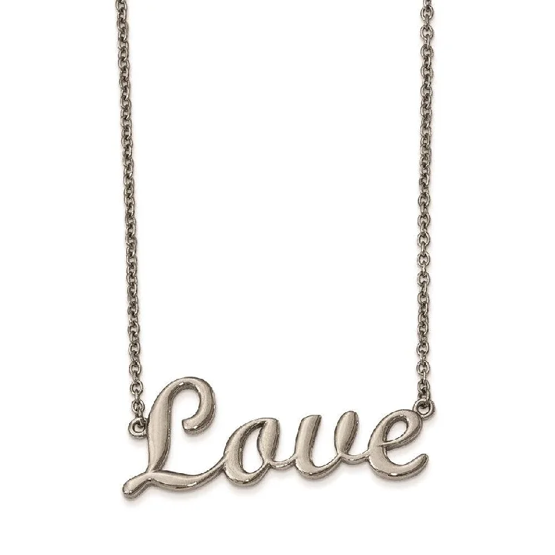 thin layering necklaces for women -Stainless Steel Polished Love 16in Necklace