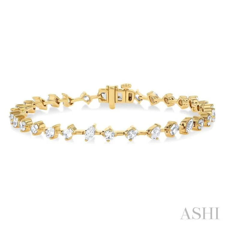 personalized bracelets for women -3 1/2 ctw Mixed Shape Fusion Diamond Fashion Bracelet in 14K Yellow Gold