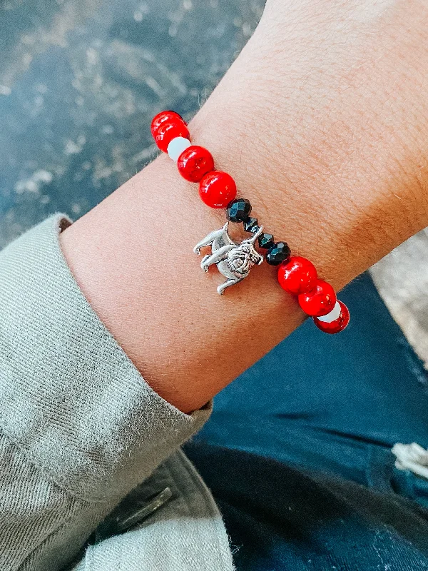 stackable bracelets for women -Georgia Bulldog Stretch Bracelet