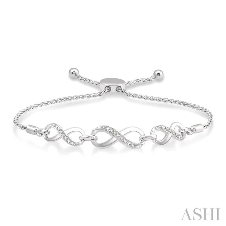 celestial bracelets for women -1/20 Ctw Triple Infinity Link Round Cut Diamond Sterling Silver Lariat Bracelet