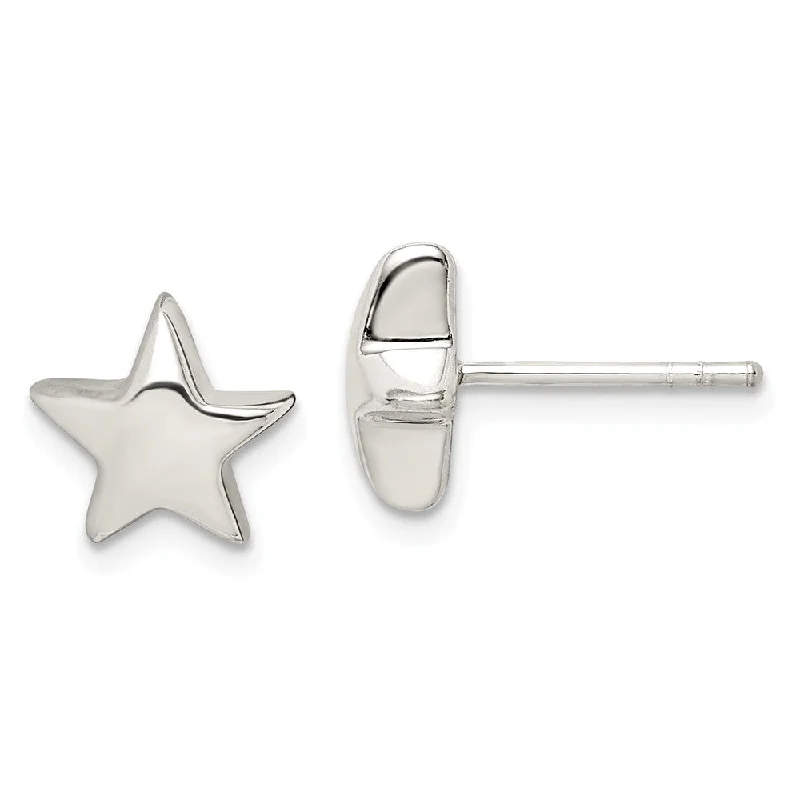 open heart earrings for women -10mm Polished 3D Star Post Earrings in Sterling Silver