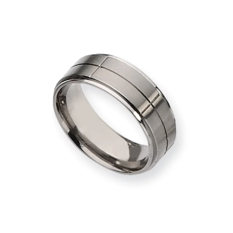 bold fashion rings for women -Titanium, 8mm Dual Finish Comfort Fit Band