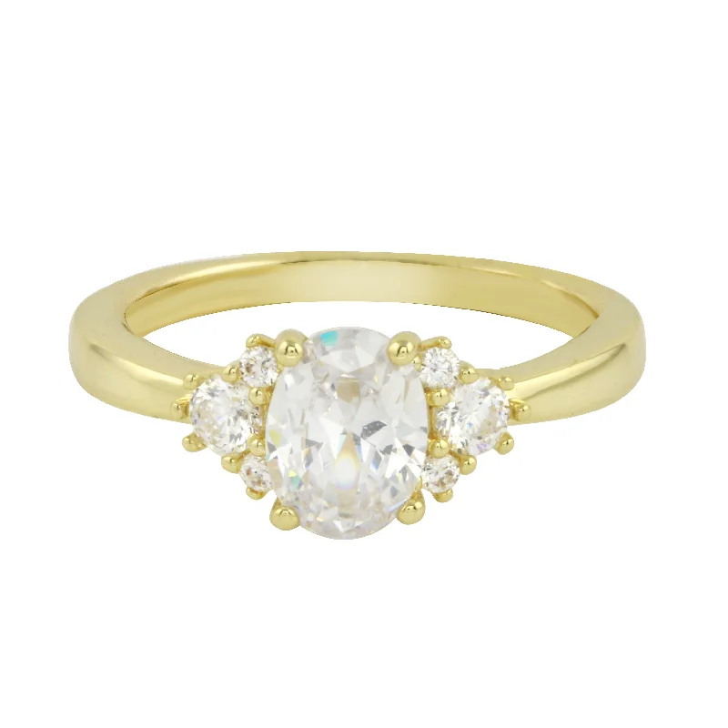 baroque engagement rings -Oval Diamond Sprinkle Engagement Ring