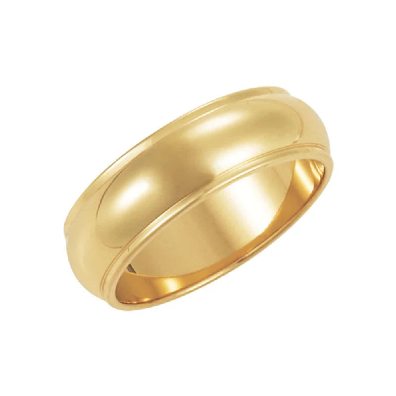 stylish silver rings for women -6mm Half Round Ridged Edge Band in 10k Yellow Gold