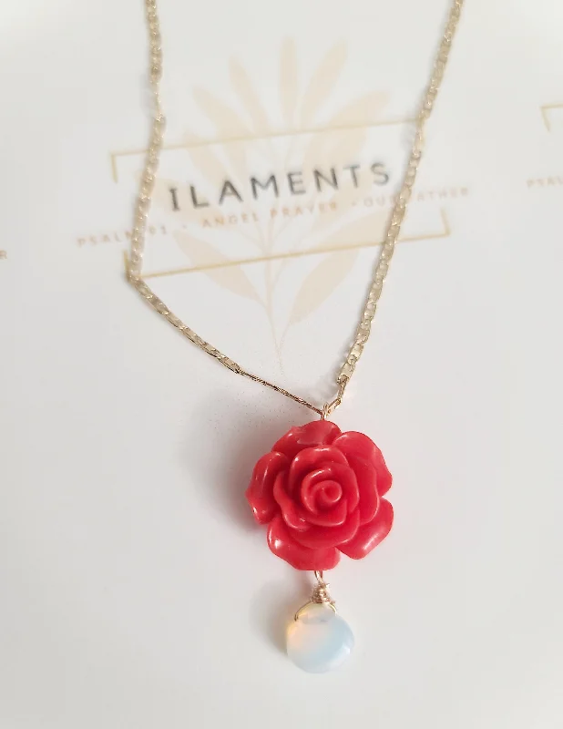 pearl necklaces for women -Opalite Rose Necklace