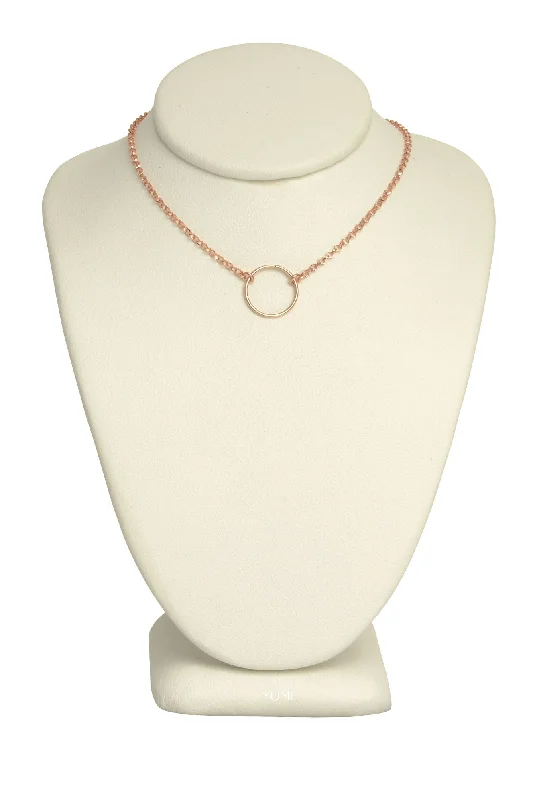 chain link necklaces for women -Rose Gold Tiny Circle Necklace