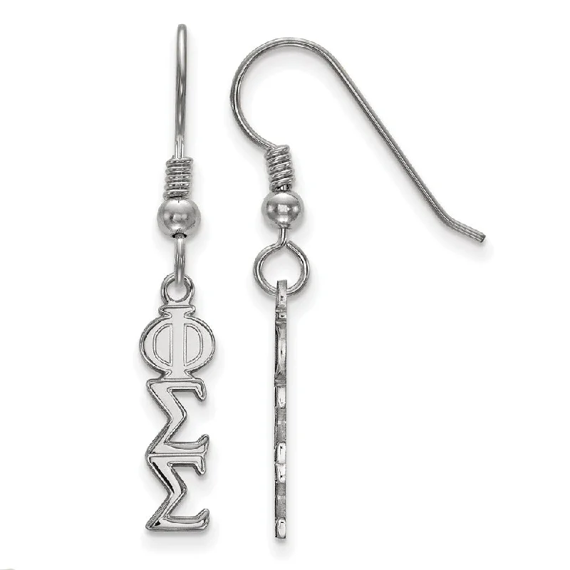 pearl drop earrings for women -Sterling Silver Small Phi Sigma Sigma Dangle Earrings