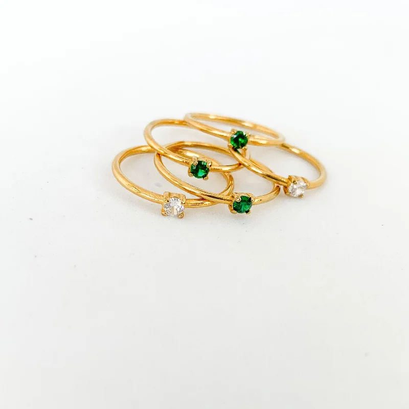 handcrafted rings for women -Dainty Solitare Ring : 7 colors! (size 5-10)