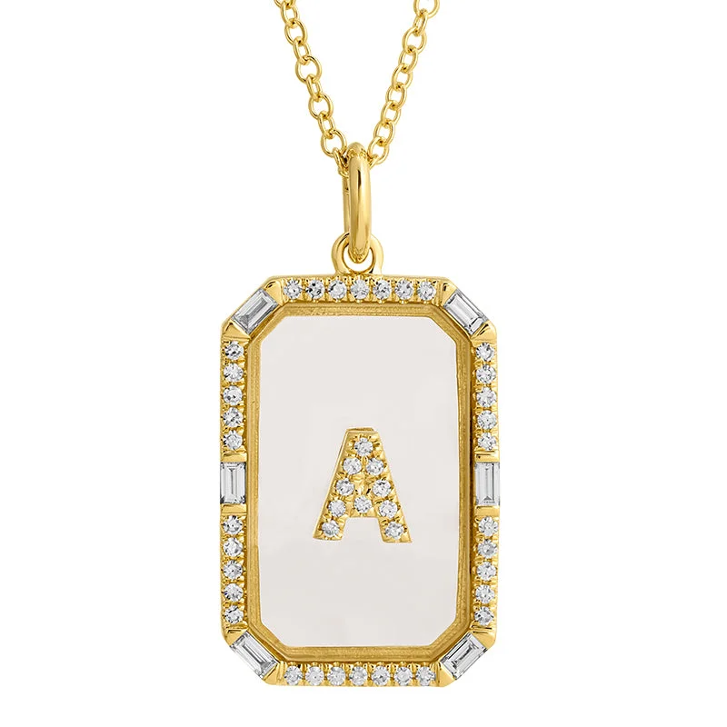 birthstone necklaces for women -RECTANGLE SAPPHIRE CRYSTAL INITIAL NECKLACE