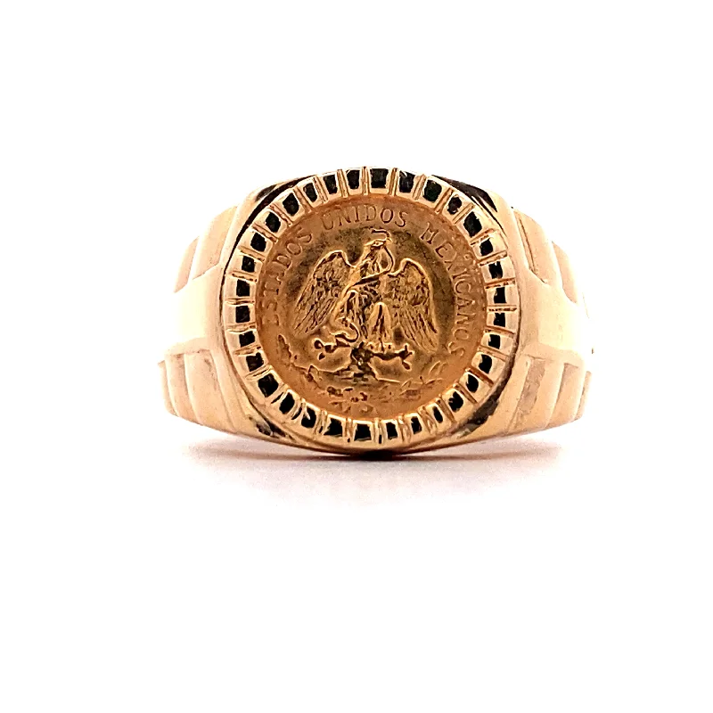 gold-plated rings for women -Estate Dos Peso Coin Ring in Yellow Gold