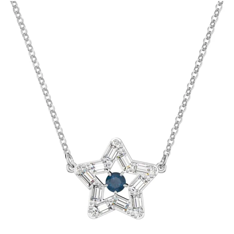 designer necklaces for women -Swarovski Women's Pendant Necklace - Stella Blue Star Shape Rhodium Plated | 5639186