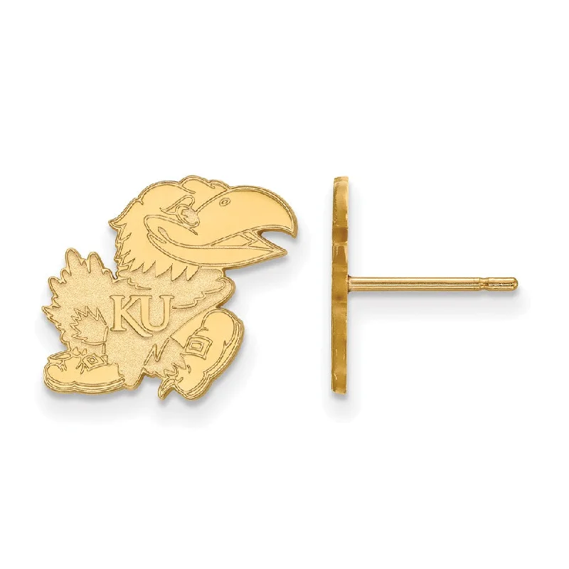 nature-inspired earrings for women -14k Gold Plated Silver University of Kansas Small Post Earrings