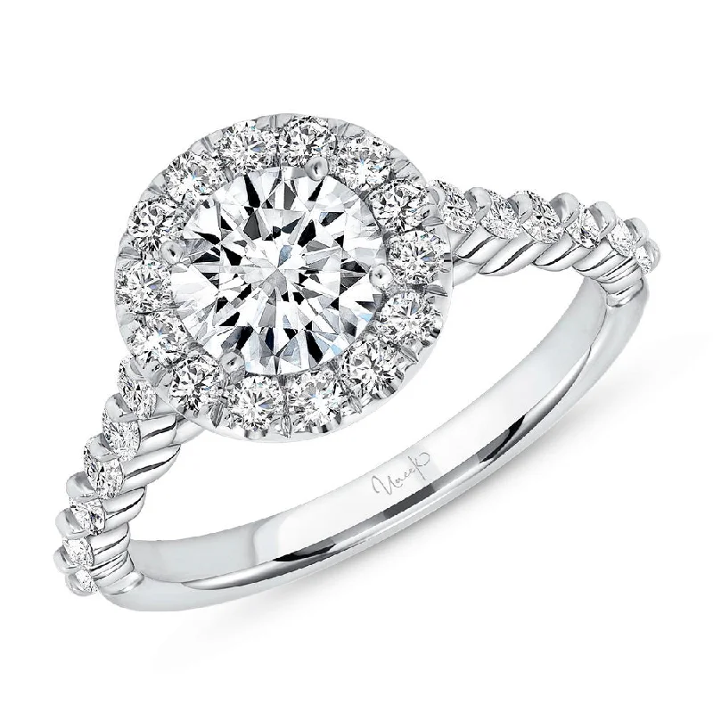 pear-shaped engagement rings -Uneek Us Collection Halo Round Engagement Ring