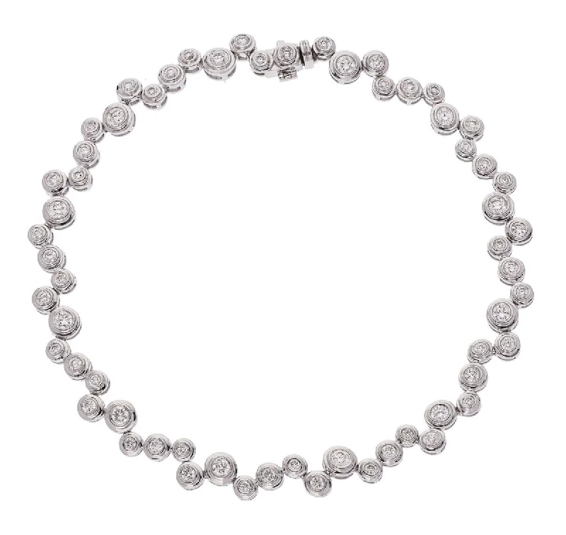 best delicate bracelets for women -Round Cut Diamond Full Staggered Line Tennis Bracelet in Rub Over Setting