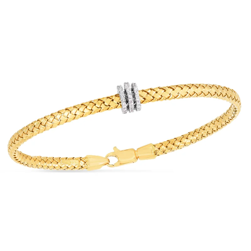 aesthetic bracelets for women -14K Deco Woven Diamond Bracelet