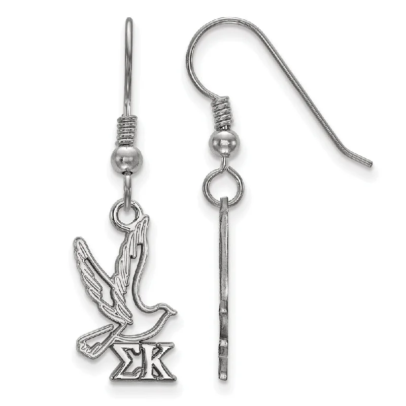 crystal earrings for women -Sterling Silver Sigma Kappa Small Dangle Earrings