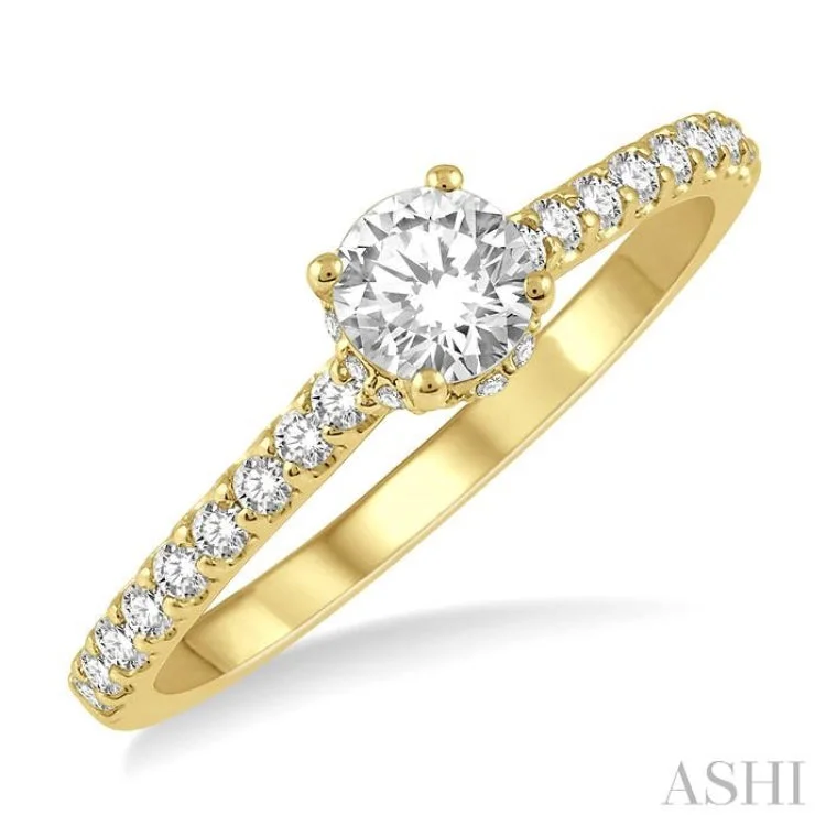 solitaire engagement rings -1/4 Ctw Semi-Mount Diamond Engagement Ring in 14K Yellow Gold