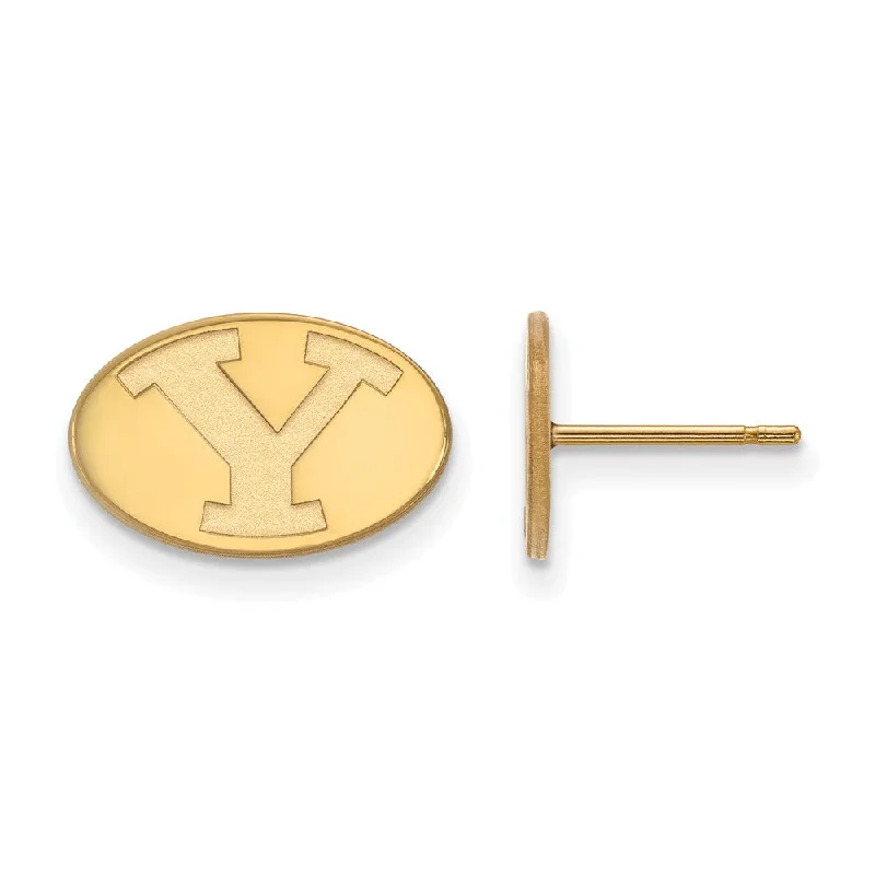 statement earrings for women -14k Gold Plated Silver Brigham Young University XS Tiny Post Earrings