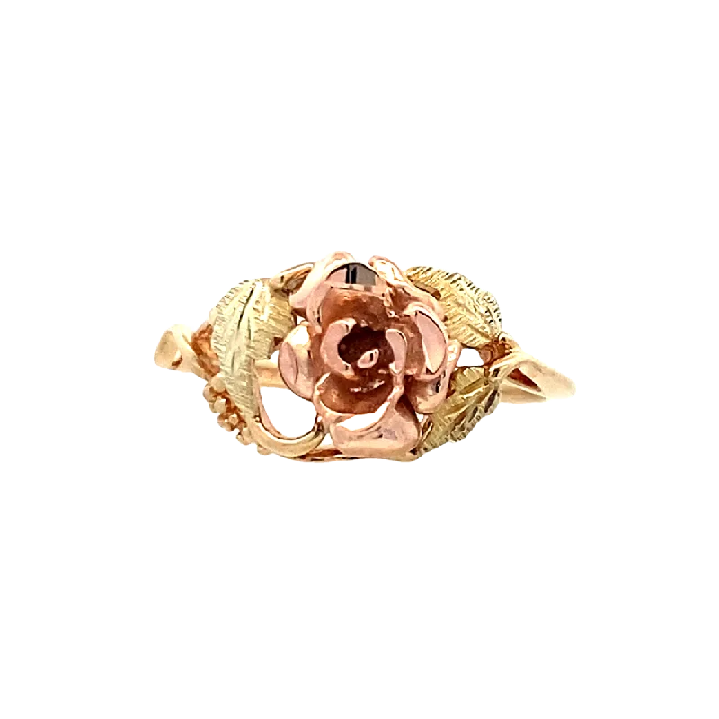 twist rings for women -Estate Floral Ring in Three-Tone Gold