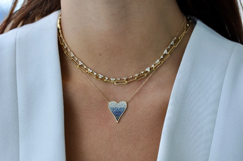 sapphire pendant necklaces for women -BELLA OMBRE HEART NECKLACE