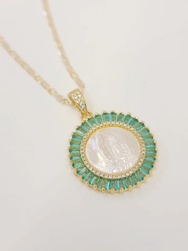 tiny layering necklaces for women -Virgen Mother of Pearl Necklace