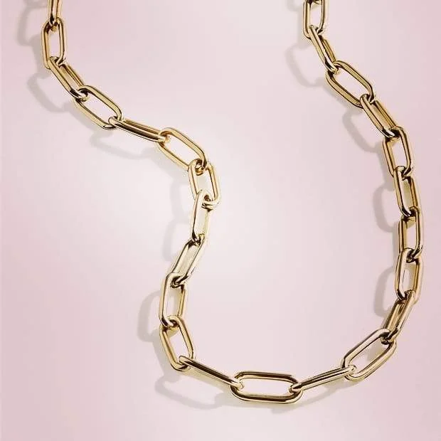 bar necklaces for women -Paper Clip Chain Gold Necklace