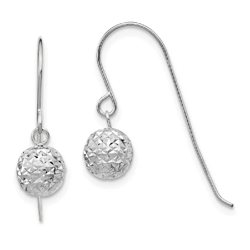 big hoop earrings for women -6mm Diamond Cut Bead Dangle Earrings in 14k White Gold