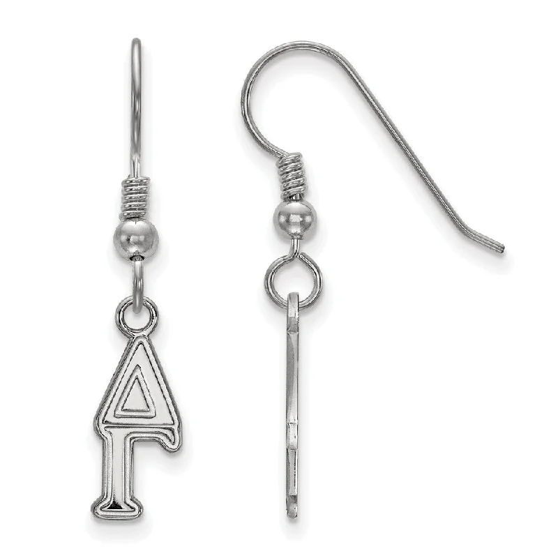 minimalist earrings for women -Sterling Silver Delta Gamma XS Dangle Earrings