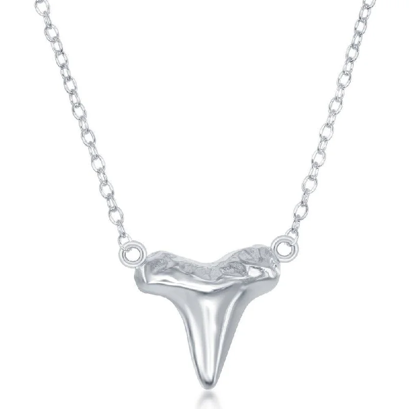 wedding necklaces for women -Sterling Silver Shark Tooth Design Necklace