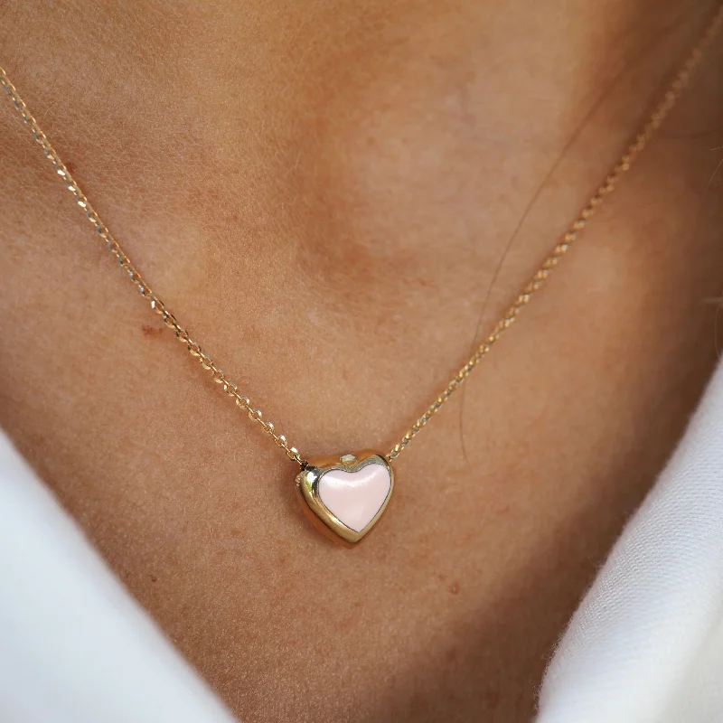 moonstone necklaces for women -ANNABELLE HEART NECKLACE - ENAMEL