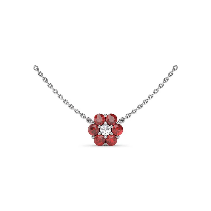 ruby necklaces for women -Magnolia Ruby and Diamond Necklace N5032R