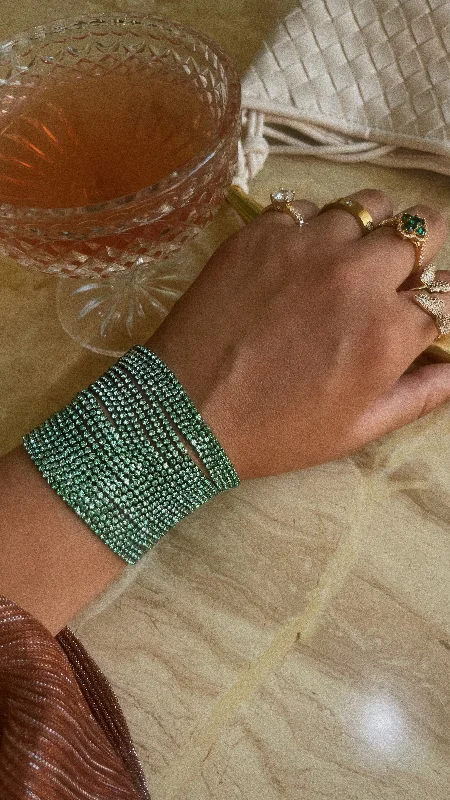 aesthetic bracelets for women -Endless Nights Embellished Bracelet - Green