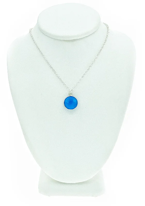 thin layering necklaces for women -Blue Chalcedony Gemstone Necklace