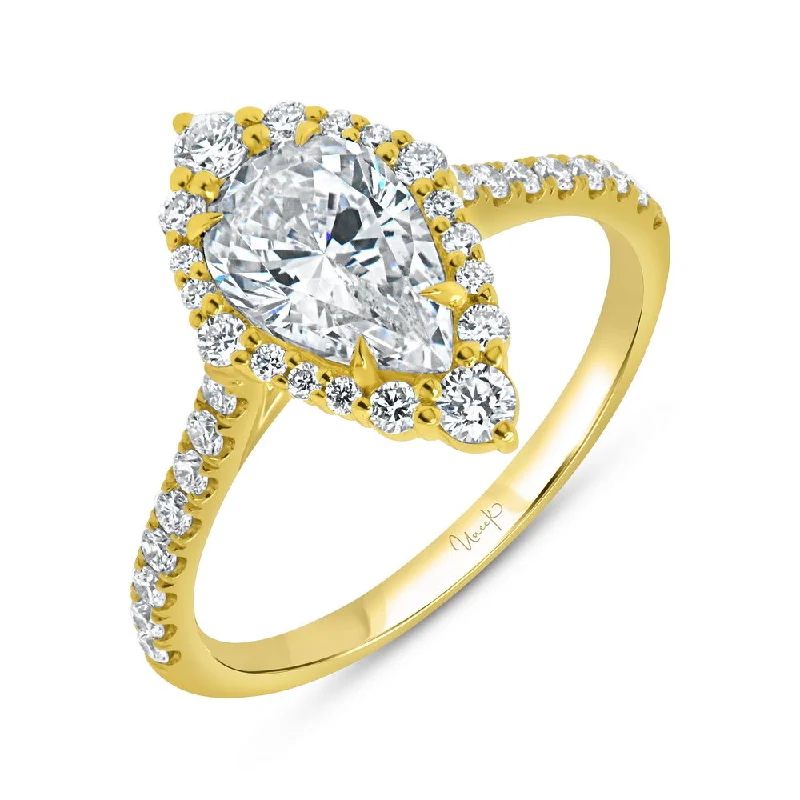 Victorian engagement rings -Uneek Petals Collection Halo Pear Shaped Engagement Ring