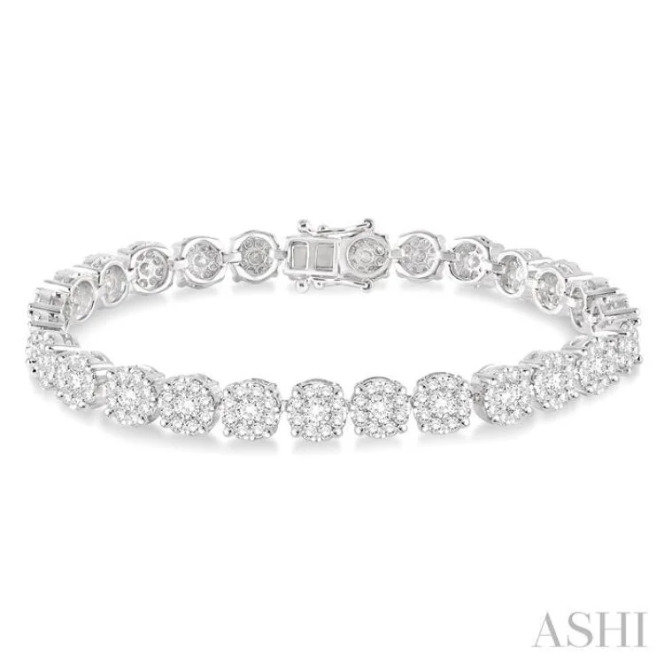 adjustable silver bracelets for women -7 Ctw Round Cut Diamond Lovebright Bracelet in 14K White Gold