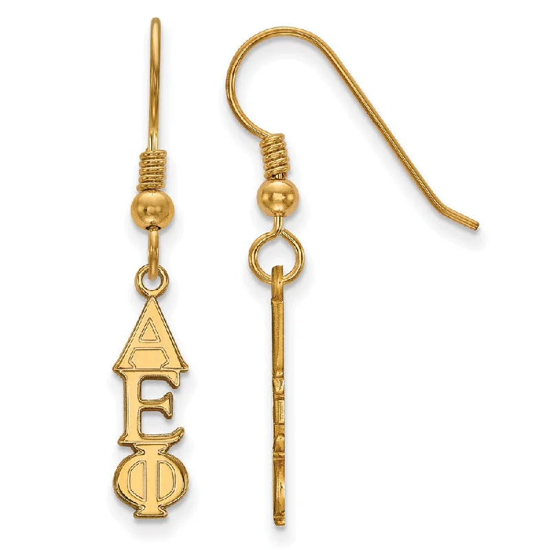 baguette earrings for women -14K Plated Silver Small Alpha Epsilon Phi Dangle Earrings