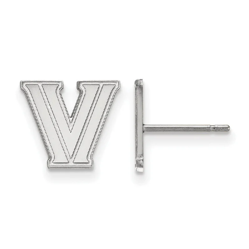 minimalist earrings for women -14k White Gold Villanova University XS (Tiny) Post Earrings