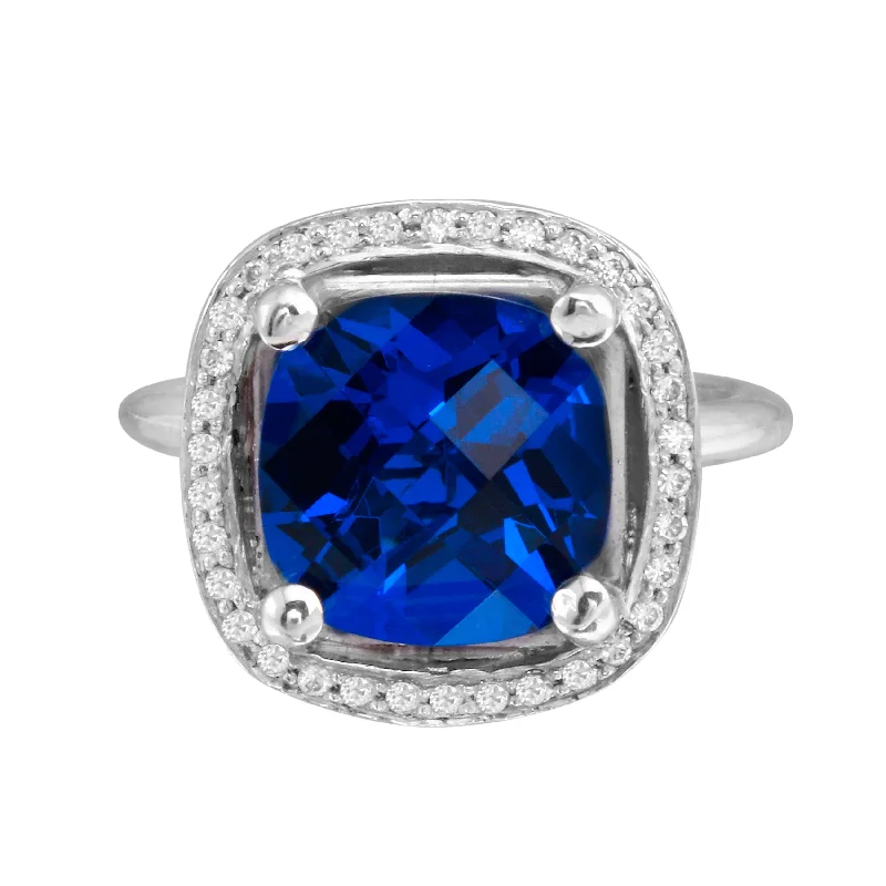 vintage-inspired engagement rings -Sapphire and Diamond Halo Engagement Ring Setting