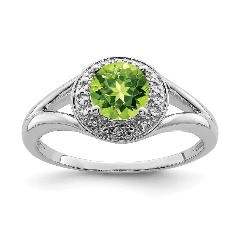 oversized statement rings -Sterling Silver .01 Ctw Diamond & Round Peridot Ring