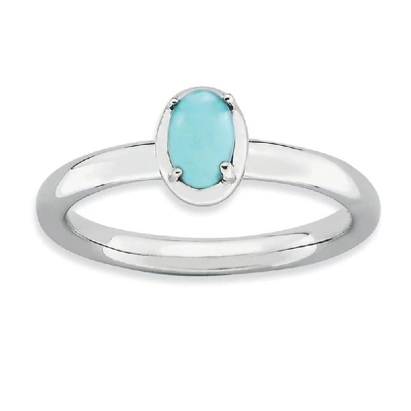 twist rings for women -Sterling Silver Stackable Turquoise Ring