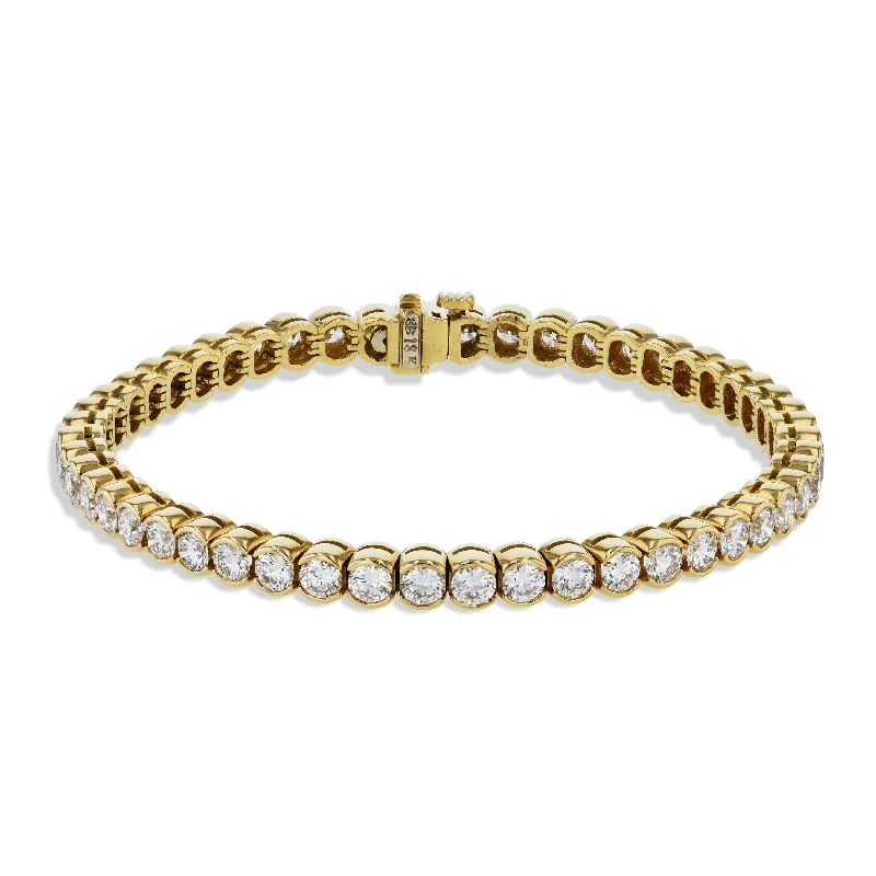 gemstone bracelets for women -Diamond Yellow Gold Tennis Bracelet