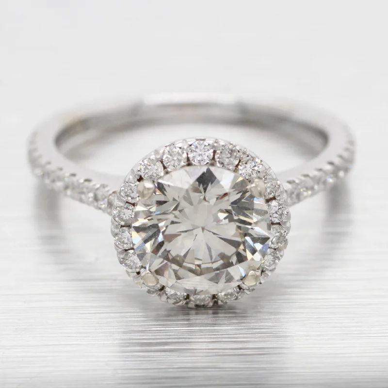 petite engagement rings -GIA 1.81ct Gray Diamond CVD Lab-Created Halo Engagement Ring - 14k White Gold